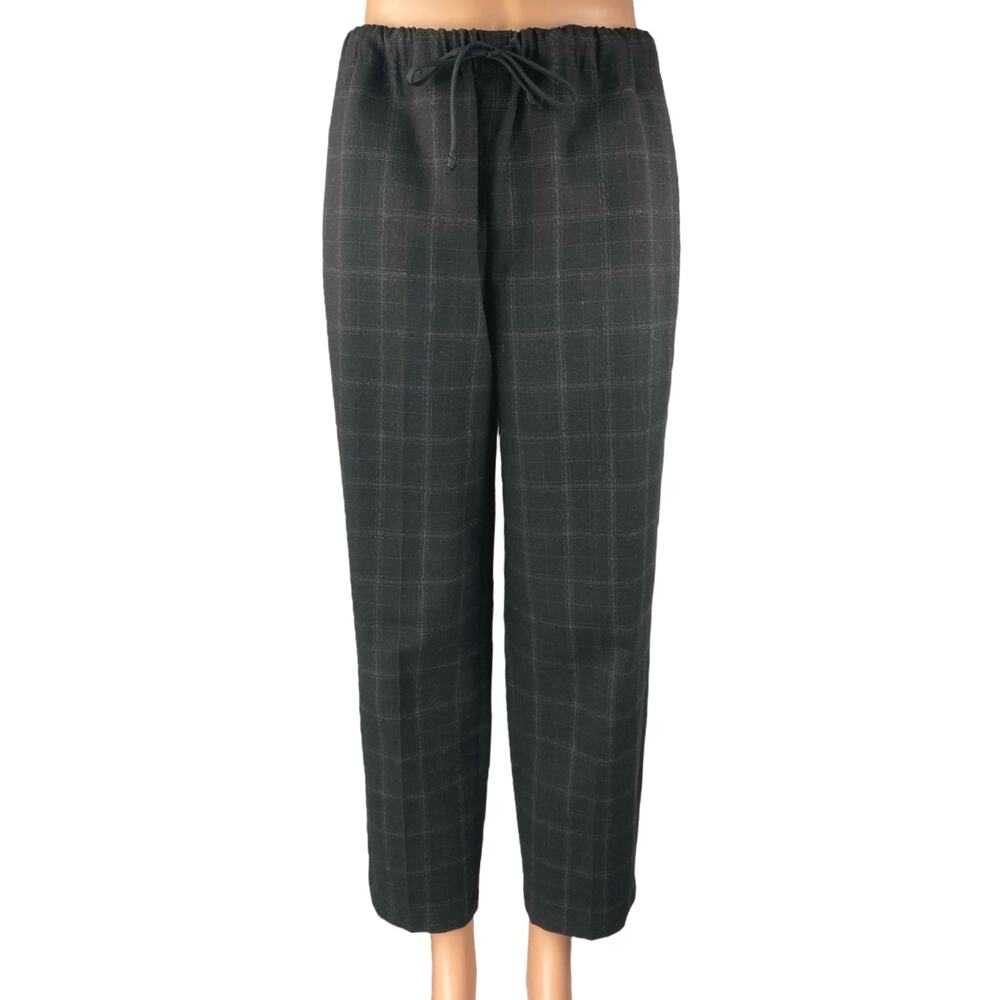 Aritzia Babaton The Group Women's Black Plaid High Rise Tapered Trousers Pants S